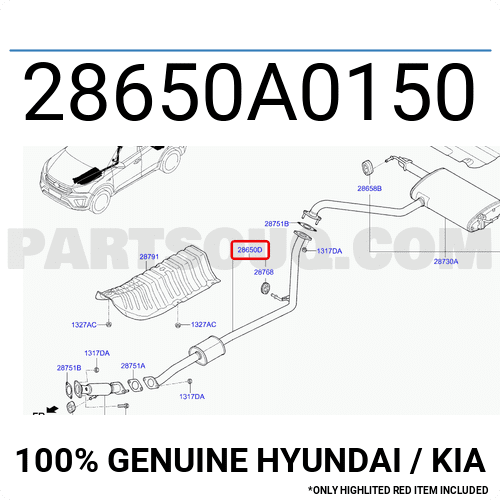 MUFFLER ASSY - CENTER 28650A0150 | Hyundai / KIA Parts | PartSouq