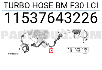 BMW 11537643226 TURBO HOSE BM F30 LCI