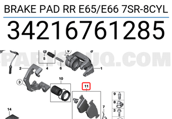 BMW 34216761285 PASTILLAS DE FRENO TRASERAS E65/E66 7SR-8CYL