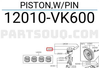 Nissan 12010VK600 PISTON,W/PIN