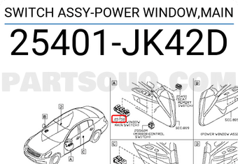 Nissan 25401JK42D SWITCH ASSY-POWER WINDOW,MAIN
