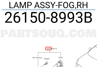 Nissan 261508993B LAMP ASSY-FOG,RH