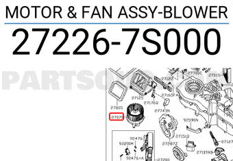 Nissan 272267S000 MOTOR & FAN ASSY-BLOWER