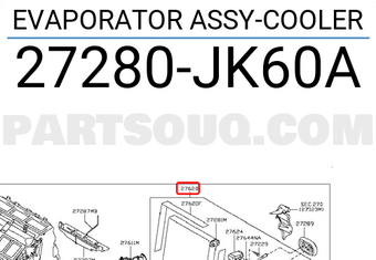 Nissan 27280JK60A EVAPORATOR ASSY-COOLER