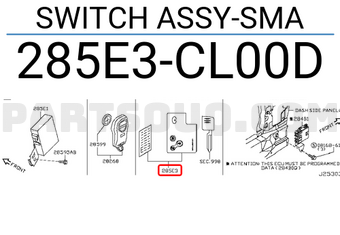 Nissan 285E3CL00D SWITCH ASSY-SMA