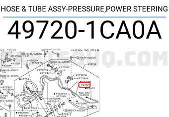 Nissan 497201CA0A HOSE &amp; TUBE ASSY-PRESSURE,POWER STEERING