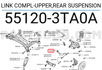 Nissan 551203TA0A LINK COMPL-UPPER,REAR SUSPENSION