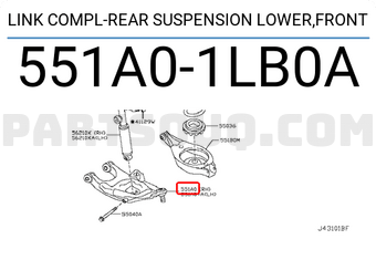 Nissan 551A01LB0A LINK COMPL-REAR SUSPENSION LOWER,FRONT