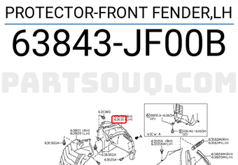 Nissan 63843JF00B PROTECTOR-FRONT FENDER,LH