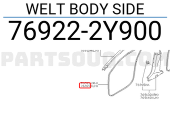 Nissan 769222Y900 WELT BODY SIDE