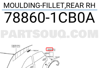 Nissan 788601CB0A MOULDING-FILLET,REAR RH