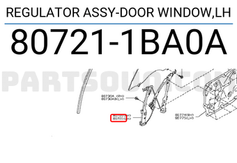 Nissan 807211BA0A REGULATOR ASSY-DOOR WINDOW,LH