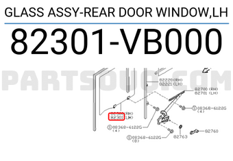 Nissan 82301VB000 GLASS ASSY-REAR DOOR WINDOW,LH