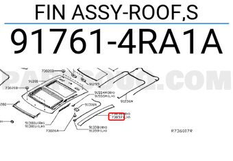 Nissan 917614RA1A FIN ASSY-ROOF,S