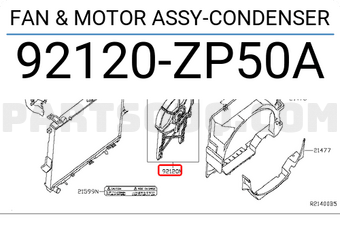 Nissan 92120ZP50A FAN &amp; MOTOR ASSY-CONDENSER