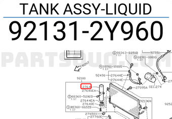 Nissan 921312Y960 TANK ASSY-LIQUID