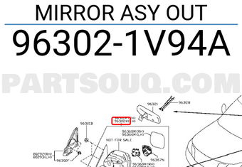 Nissan 963021V94A MIRROR ASY OUT