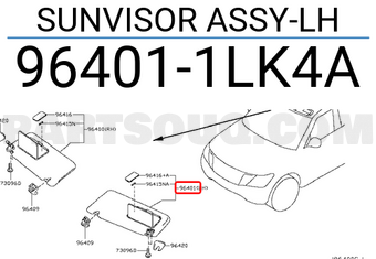Nissan 964011LK4A SUNVISOR ASSY-LH
