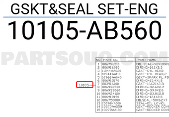 Subaru 10105AB560 GSKT&SEAL SET-ENG