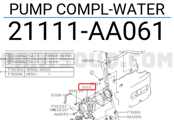 Subaru 21111AA061 PUMP COMPL-WATER