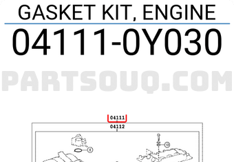 Toyota 041110Y030 GASKET KIT, ENGINE