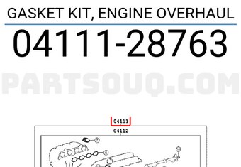 Toyota 0411128763 GASKET KIT, ENGINE OVERHAUL