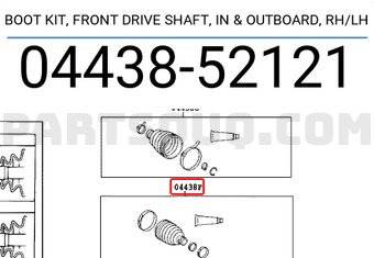 Toyota 0443852121 BOOT KIT, FRONT DRIVE SHAFT, IN & OUTBOARD, RH/LH