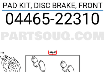 Toyota 0446522310 PAD KIT, DISC BRAKE, FRONT