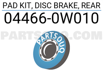 Toyota 044660W010 PAD KIT, DISC BRAKE, REAR