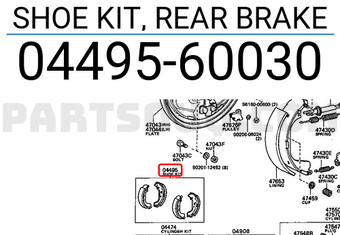 Toyota 0449560030 SHOE KIT, REAR BRAKE