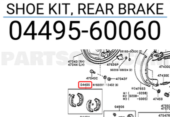 Toyota 0449560060 SHOE KIT, REAR BRAKE