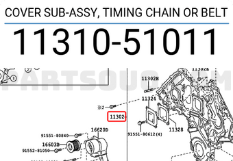 Toyota 1131051011 COVER SUB-ASSY, TIMING CHAIN OR BELT