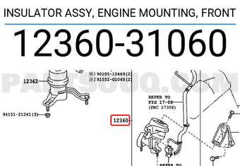 Toyota 1236031060 INSULATOR ASSY, ENGINE MOUNTING, FRONT