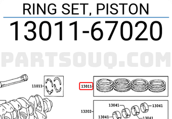 Toyota 1301167020 JEU DE SEGMENTS DE PISTON