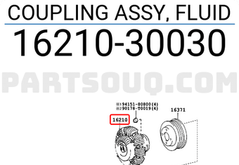 Toyota 1621030030 COUPLING ASSY, FLUID
