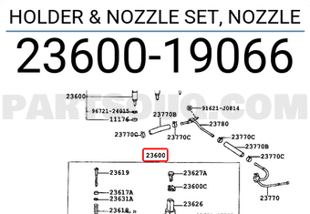 Toyota 2360019066 HOLDER &amp; NOZZLE SET, NOZZLE