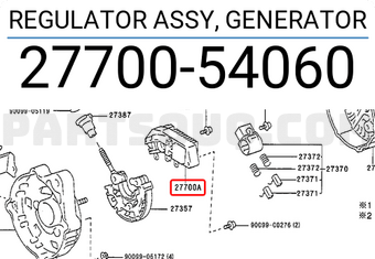 Toyota 2770054060 REGULATOR ASSY, GENERATOR