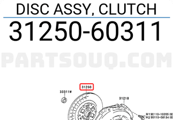 Toyota 3125060311 DISC ASSY, CLUTCH