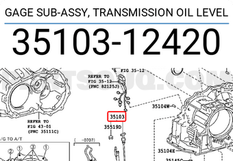 Toyota 3510312420 GAGE SUB-ASSY, TRANSMISSION OIL LEVEL