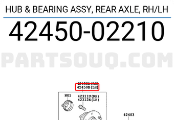 Toyota 4245002210 HUB &amp; BEARING ASSY, REAR AXLE, RH/LH