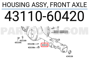 Toyota 4311060420 HOUSING ASSY, FRONT AXLE