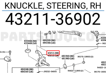 Toyota 4321136902 KNUCKLE, STEERING, RH
