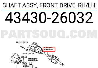 Toyota 4343026032 SHAFT ASSY, FRONT DRIVE, RH/LH