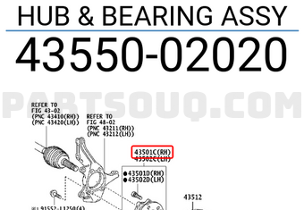 Toyota 4355002020 HUB & BEARING ASSY