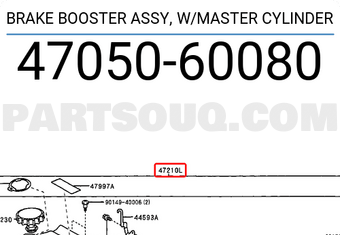 Toyota 4705060080 BRAKE BOOSTER ASSY, W/MASTER CYLINDER
