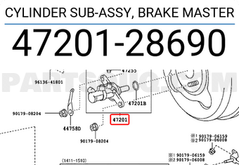Toyota 4720128690 CYLINDER SUB-ASSY, BRAKE MASTER