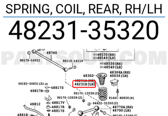 Toyota 4823135320 SPRING, COIL, REAR, RH/LH