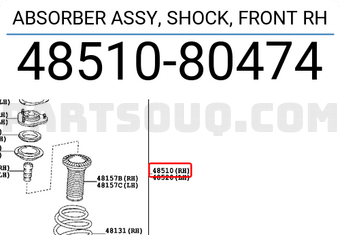 Toyota 4851080474 ABSORBER ASSY, SHOCK, FRONT RH