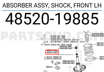 Toyota 4852019885 ABSORBER ASSY, SHOCK, FRONT LH