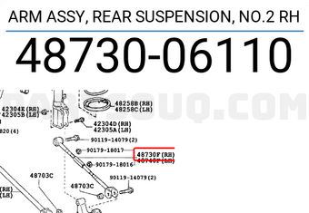 Toyota 4873006110 ARM ASSY, REAR SUSPENSION, NO.2 RH